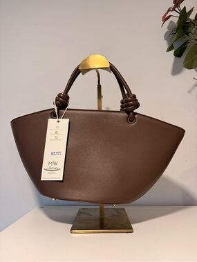 Madison West - Chocolate Brown Leather Tote Bag